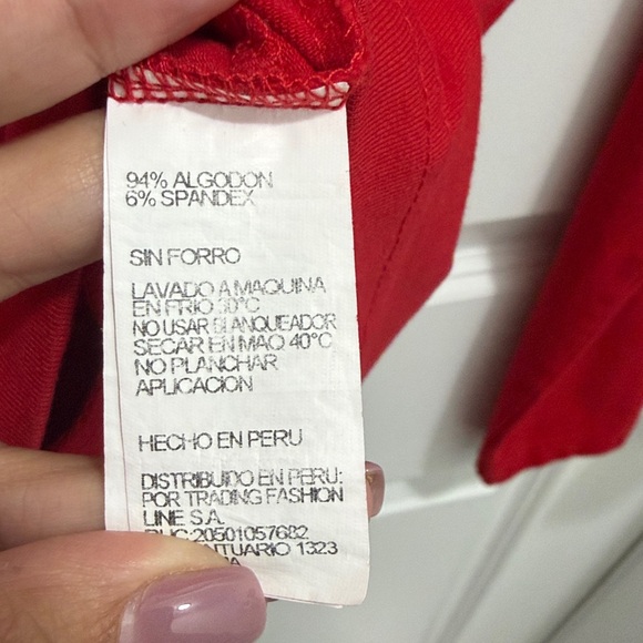 Peru Peruvian Red White Sweater Zip Zipper Size M - Picture 5 of 6